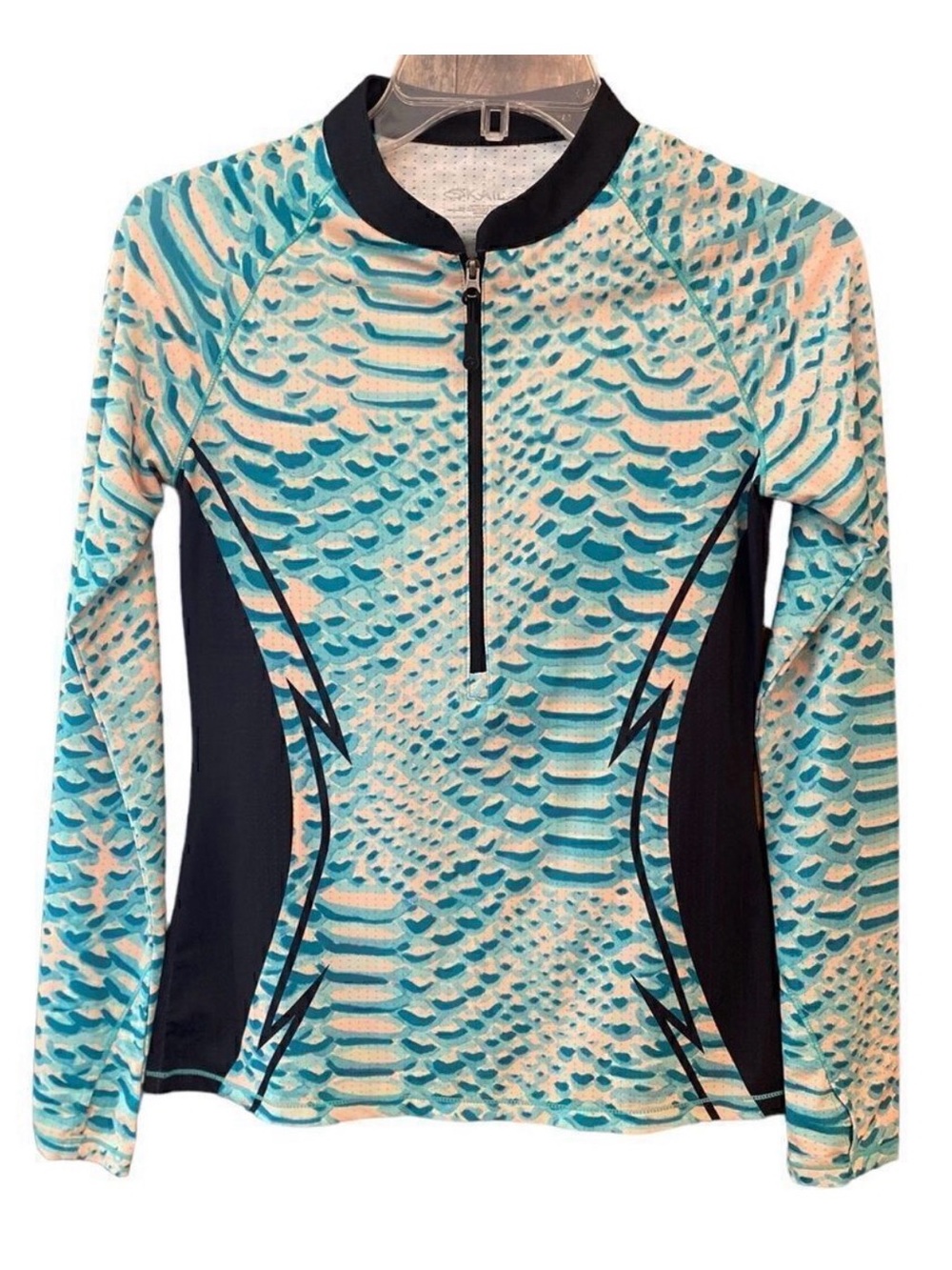 Loco Skaile Sz S Teal Black Sun Fabric Diving Snorkeling Fishing RashGuard Top